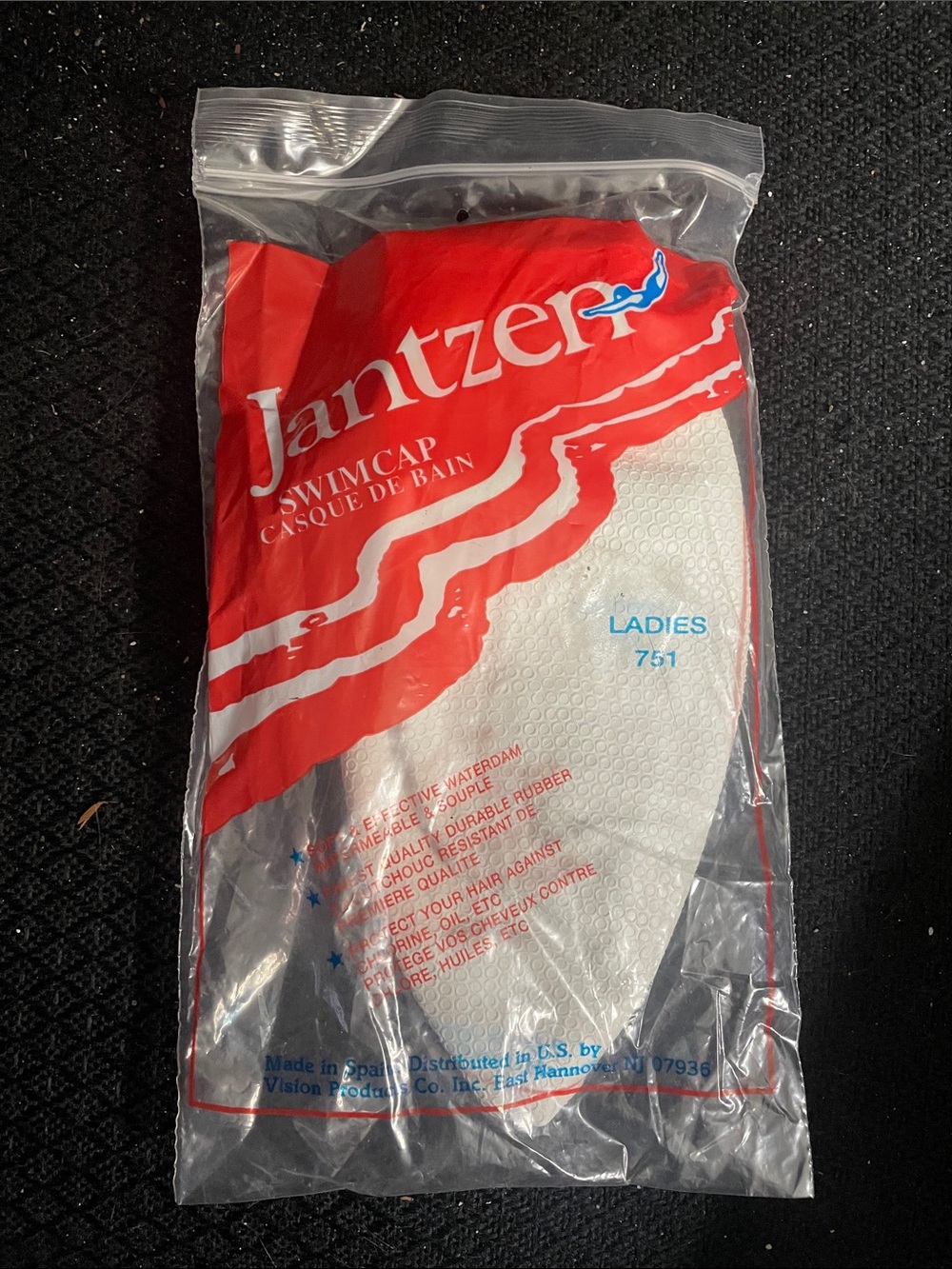 Vintage Jantzen White Bathing/Swim Cap Chin Strap